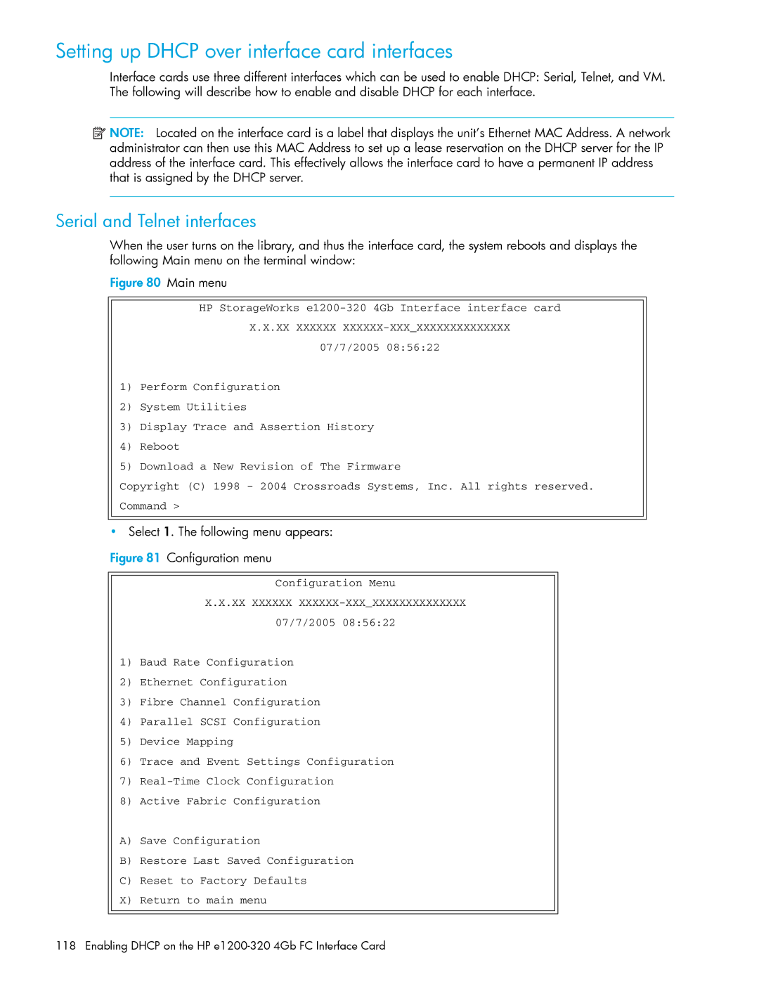 HP E1200-320 manual Setting up Dhcp over interface card interfaces, Serial and Telnet interfaces 