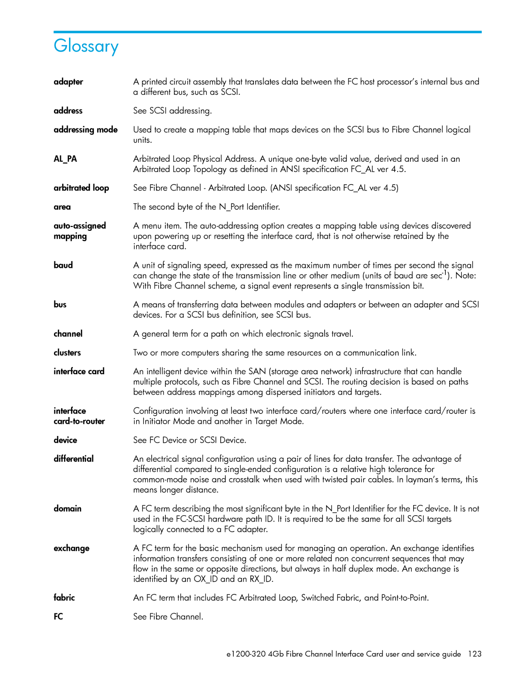 HP E1200-320 manual Glossary 