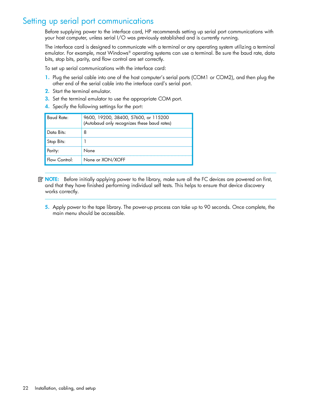 HP E1200-320 manual Setting up serial port communications 