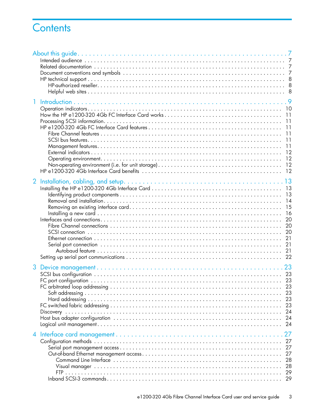 HP E1200-320 manual Contents 