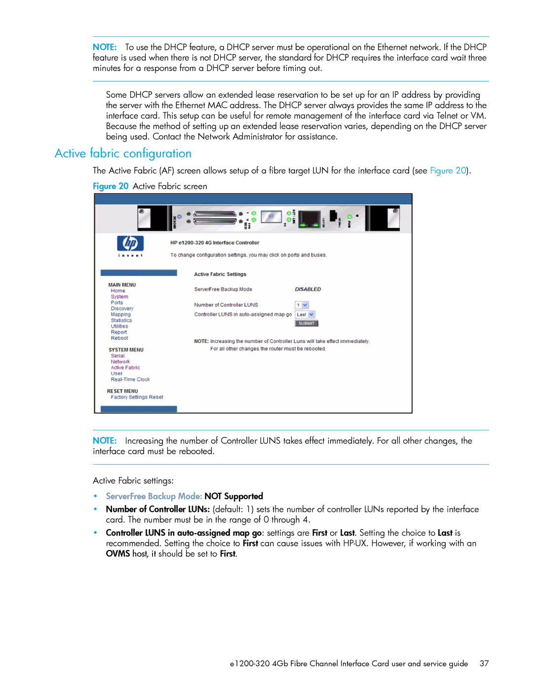 HP E1200-320 manual Active fabric configuration, ServerFree Backup Mode not Supported 