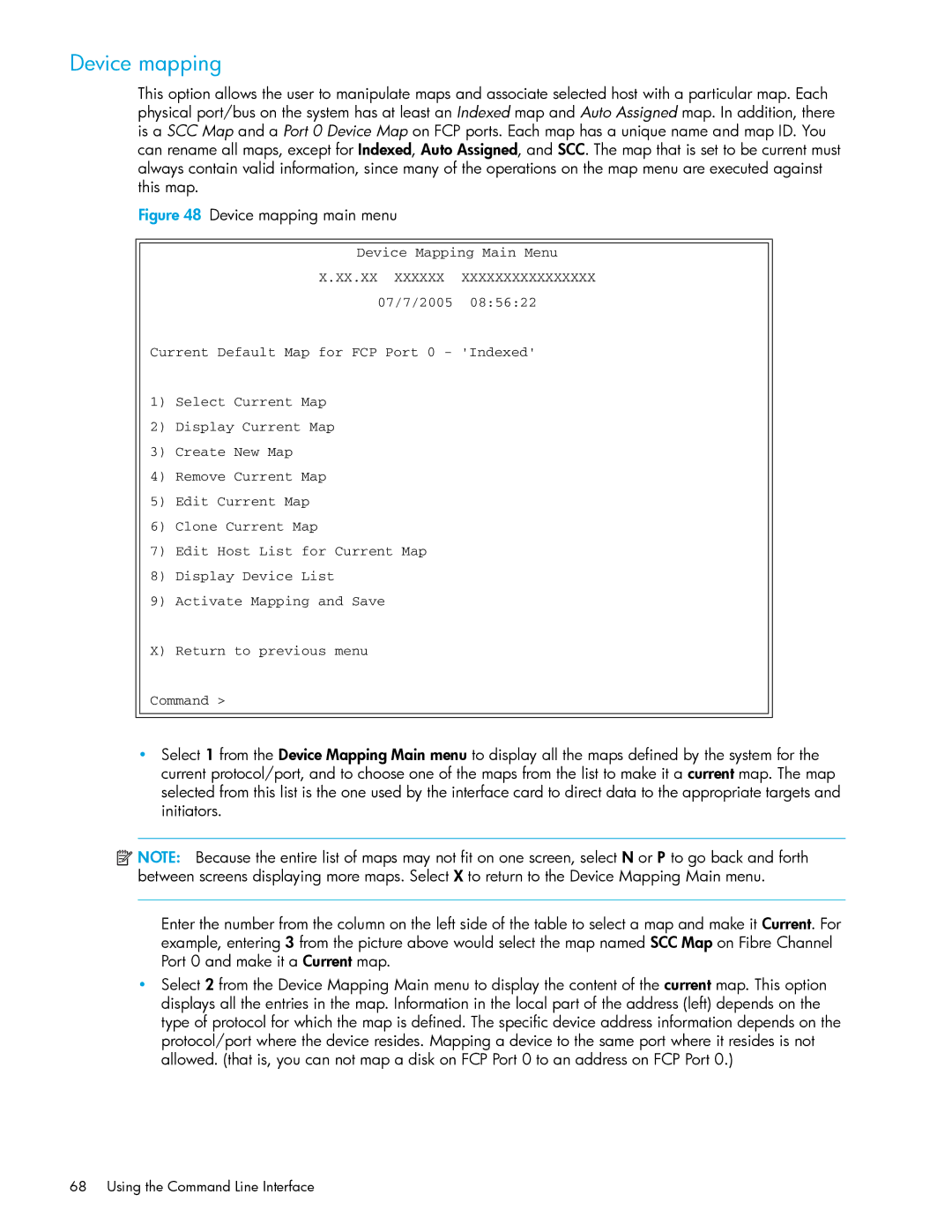 HP E1200-320 manual Device mapping main menu 