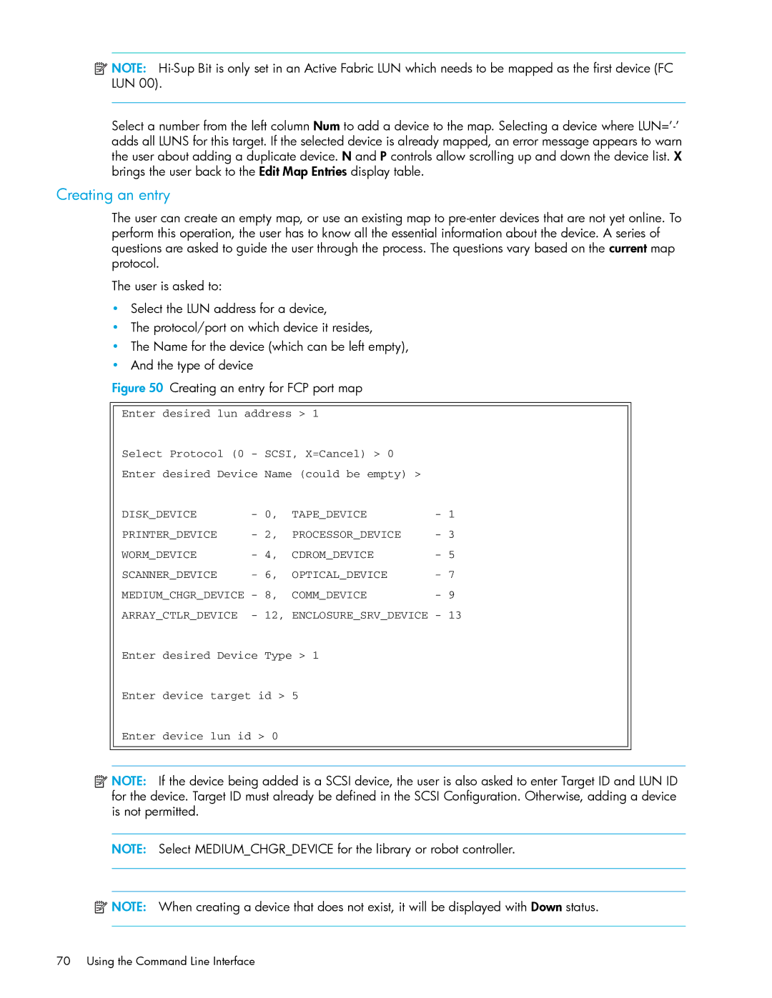 HP E1200-320 manual Creating an entry for FCP port map 