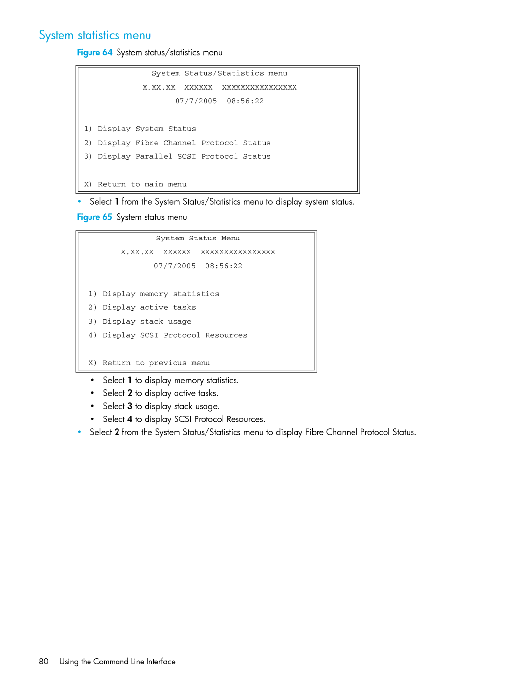 HP E1200-320 manual System statistics menu, System status/statistics menu 