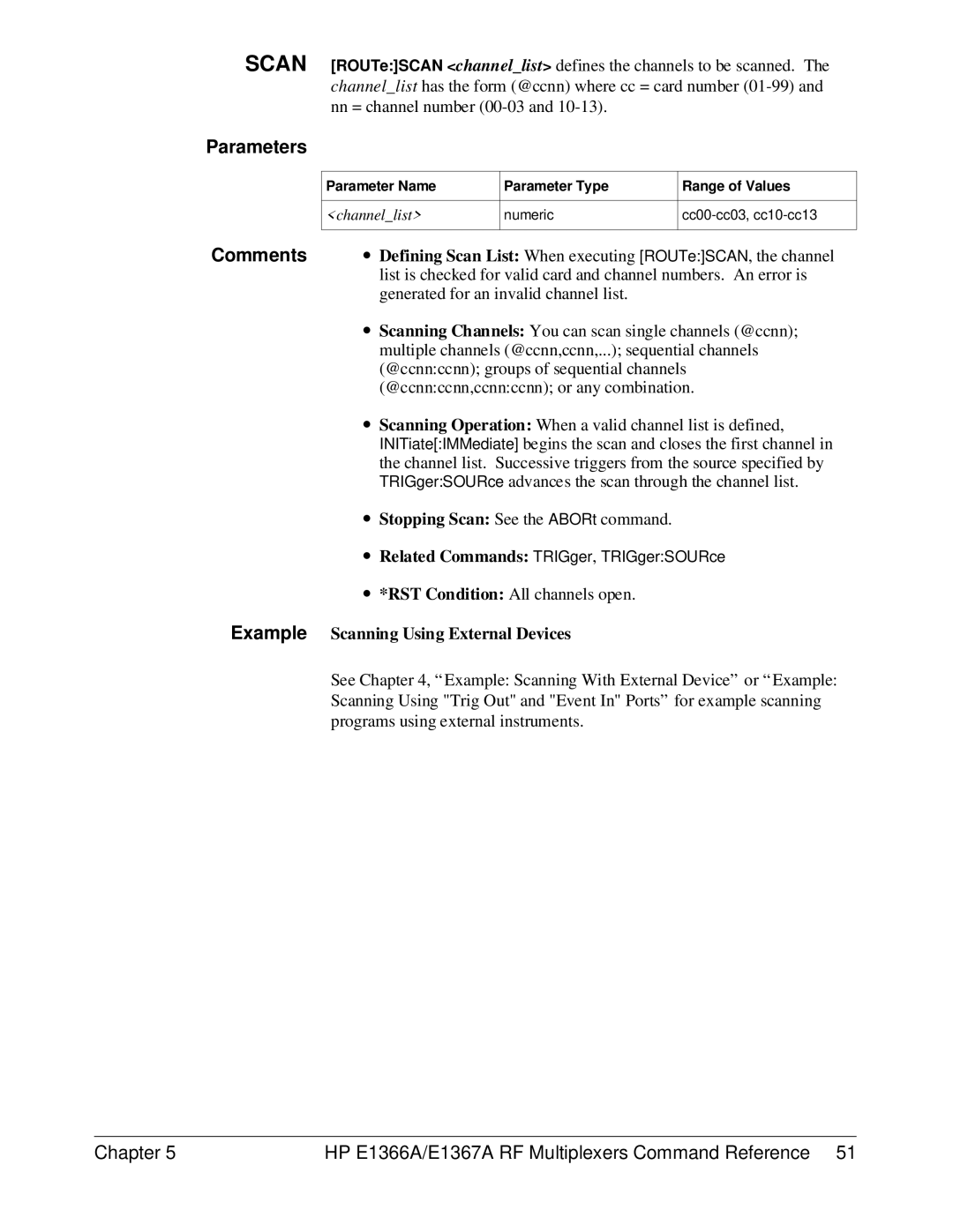 HP E1367A, E1366A manual Example Scanning Using External Devices 