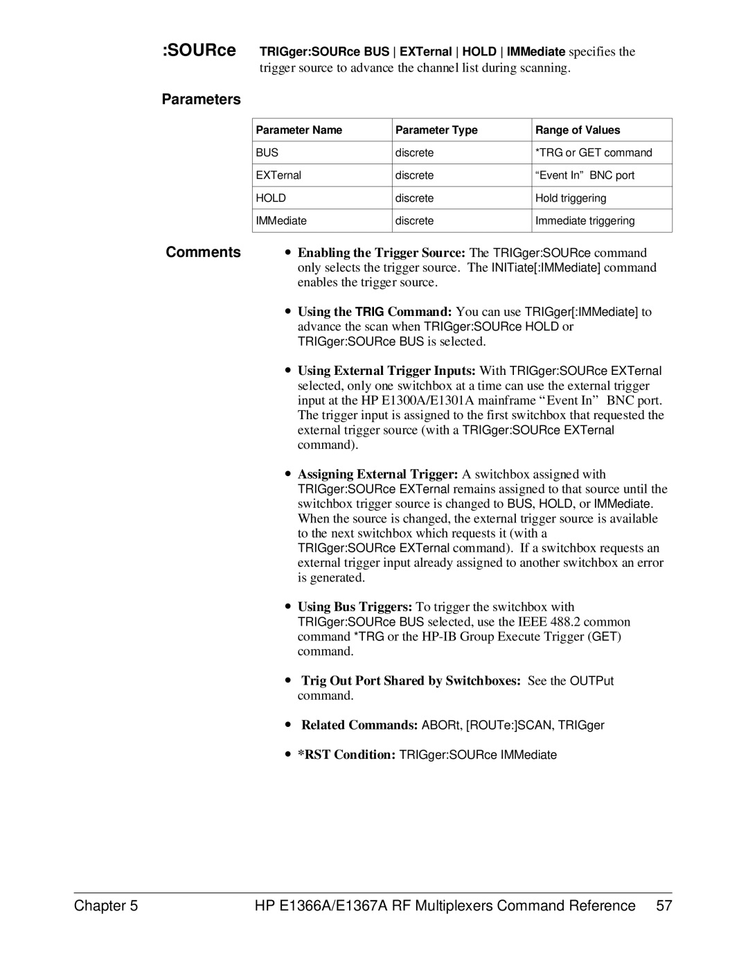 HP E1367A, E1366A manual ∙ Trig Out Port Shared by Switchboxes See the OUTPut command 