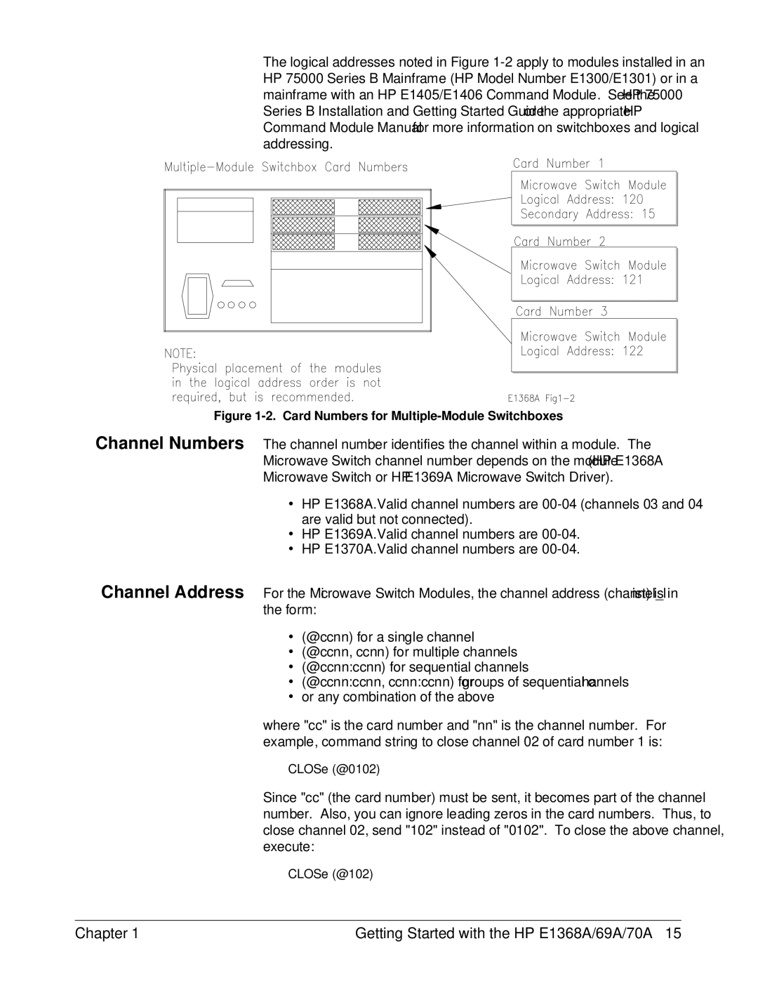 HP E1368A manual Card Numbers for Multiple-Module Switchboxes 