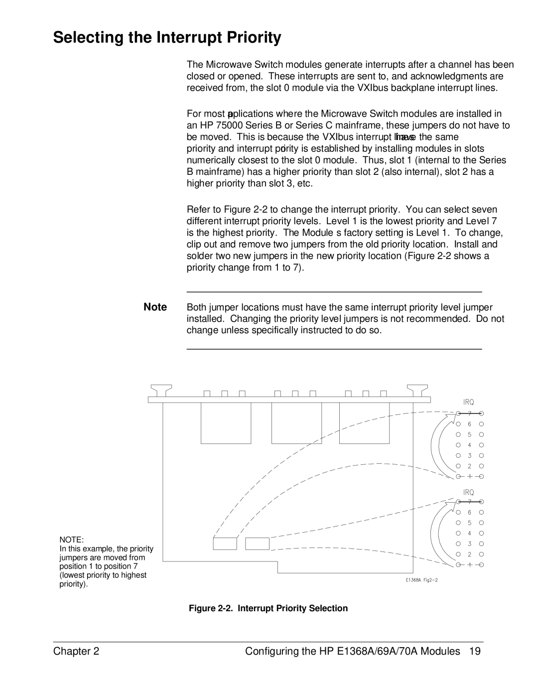 HP E1368A manual Selecting the Interrupt Priority, Interrupt Priority Selection 