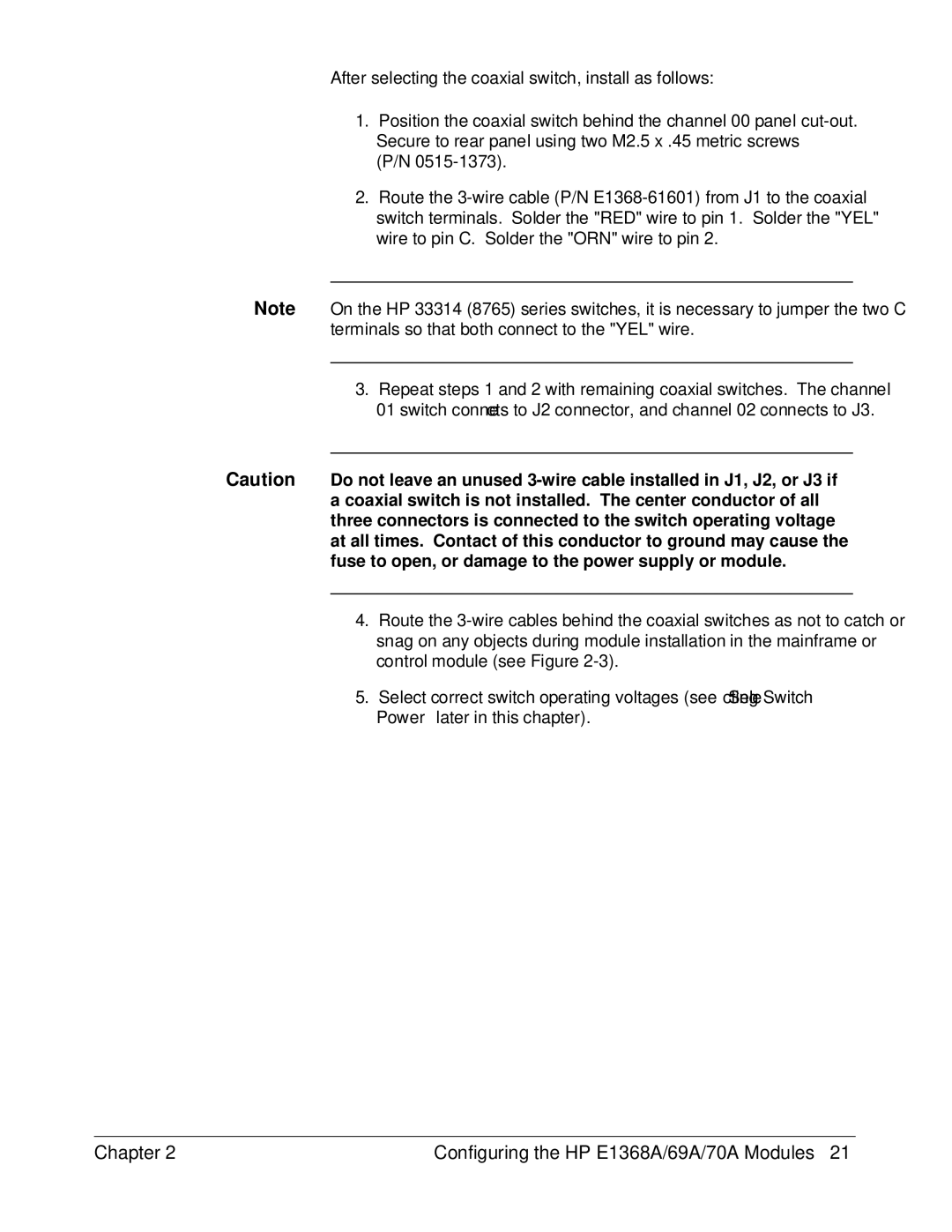 HP manual Chapter Configuring the HP E1368A/69A/70A Modules 