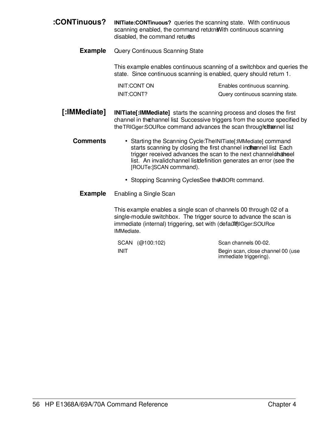 HP E1368A manual Example Query Continuous Scanning State 