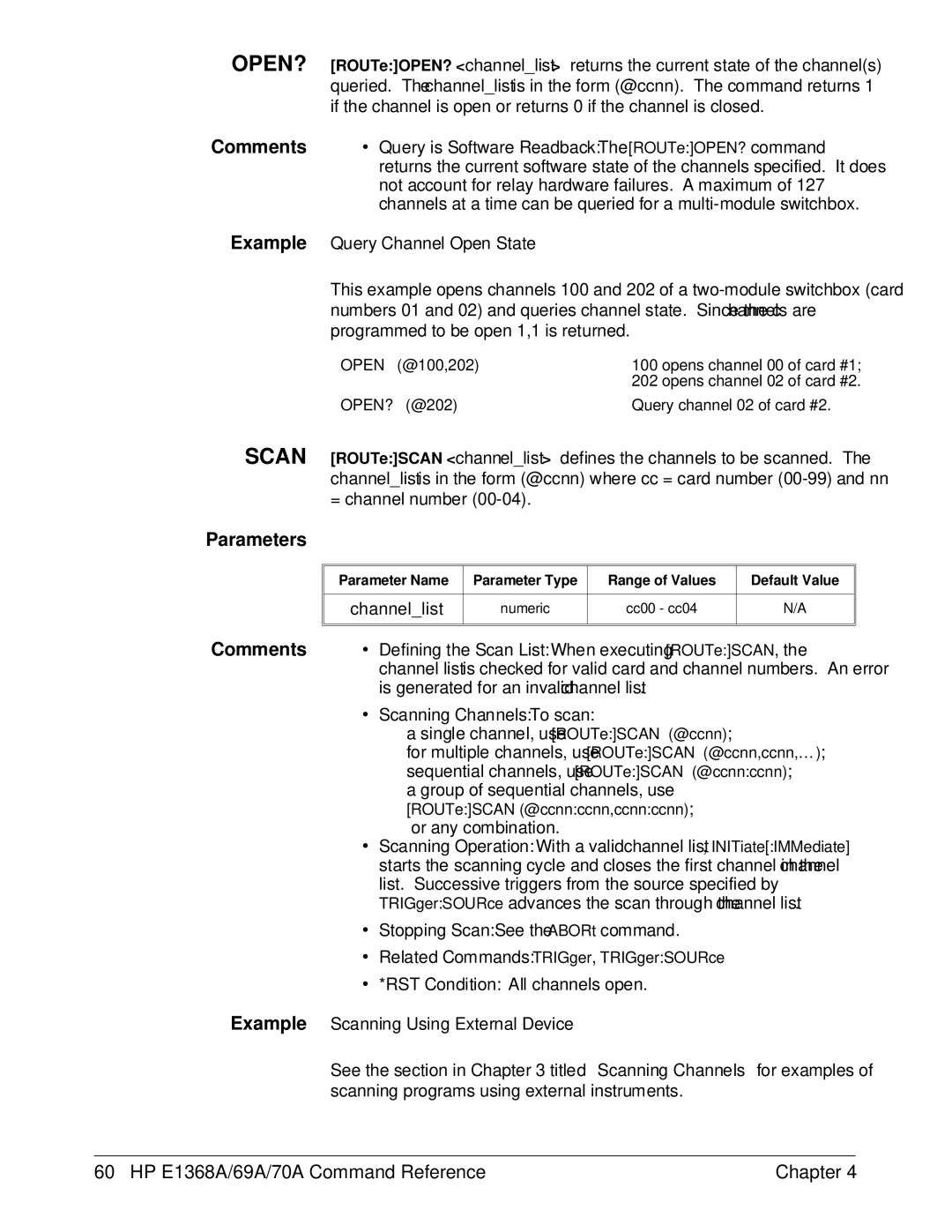 HP E1368A manual Or any combination, Example Scanning Using External Device 