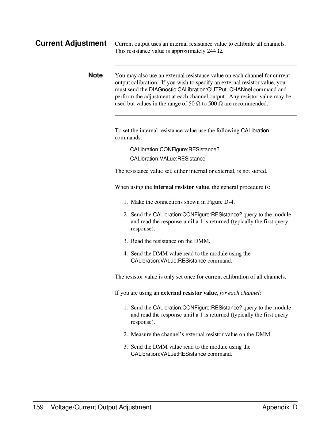 HP E1418A manual CALibrationCONFigureRESistance? CALibrationVALueRESistance 