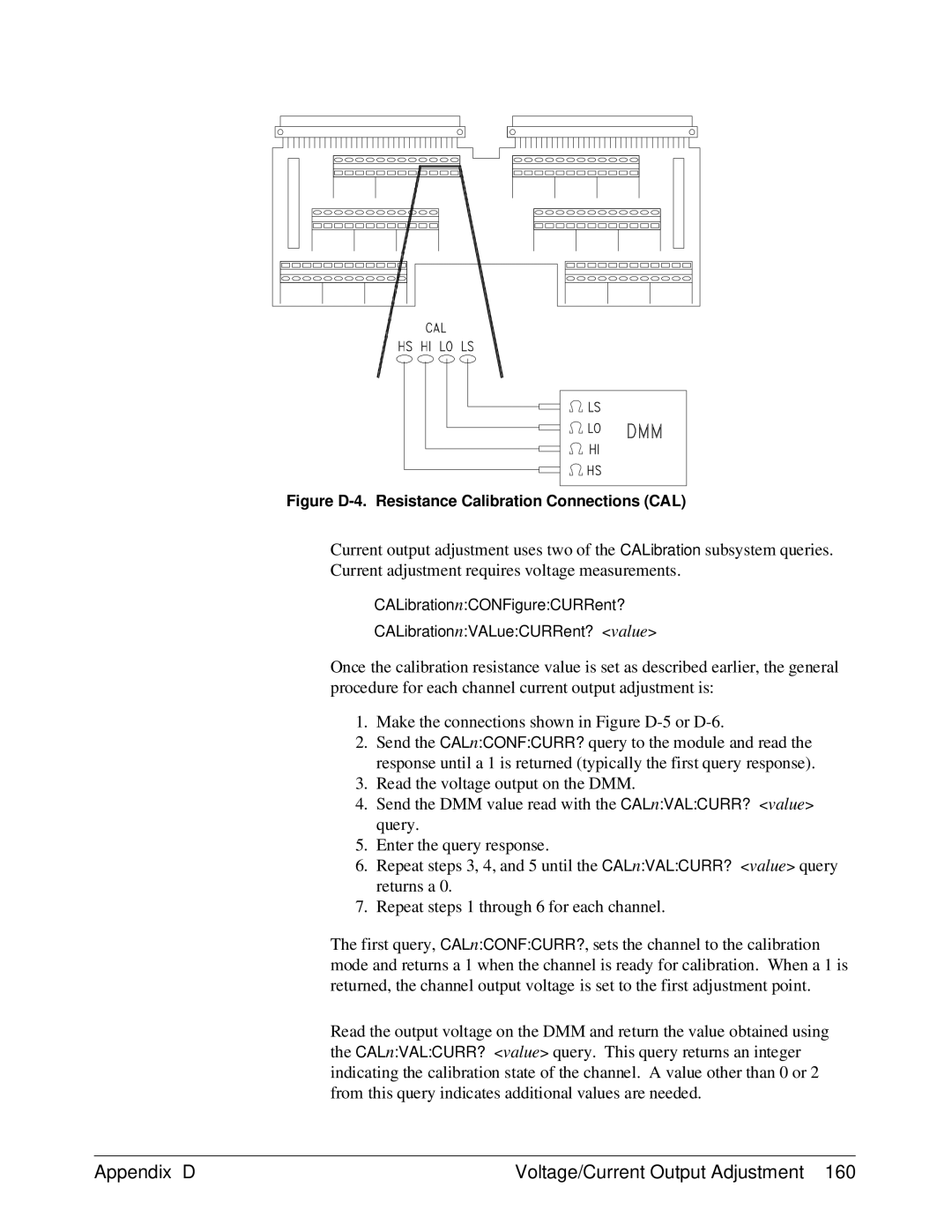 HP E1418A manual Figure D-4. Resistance Calibration Connections CAL 