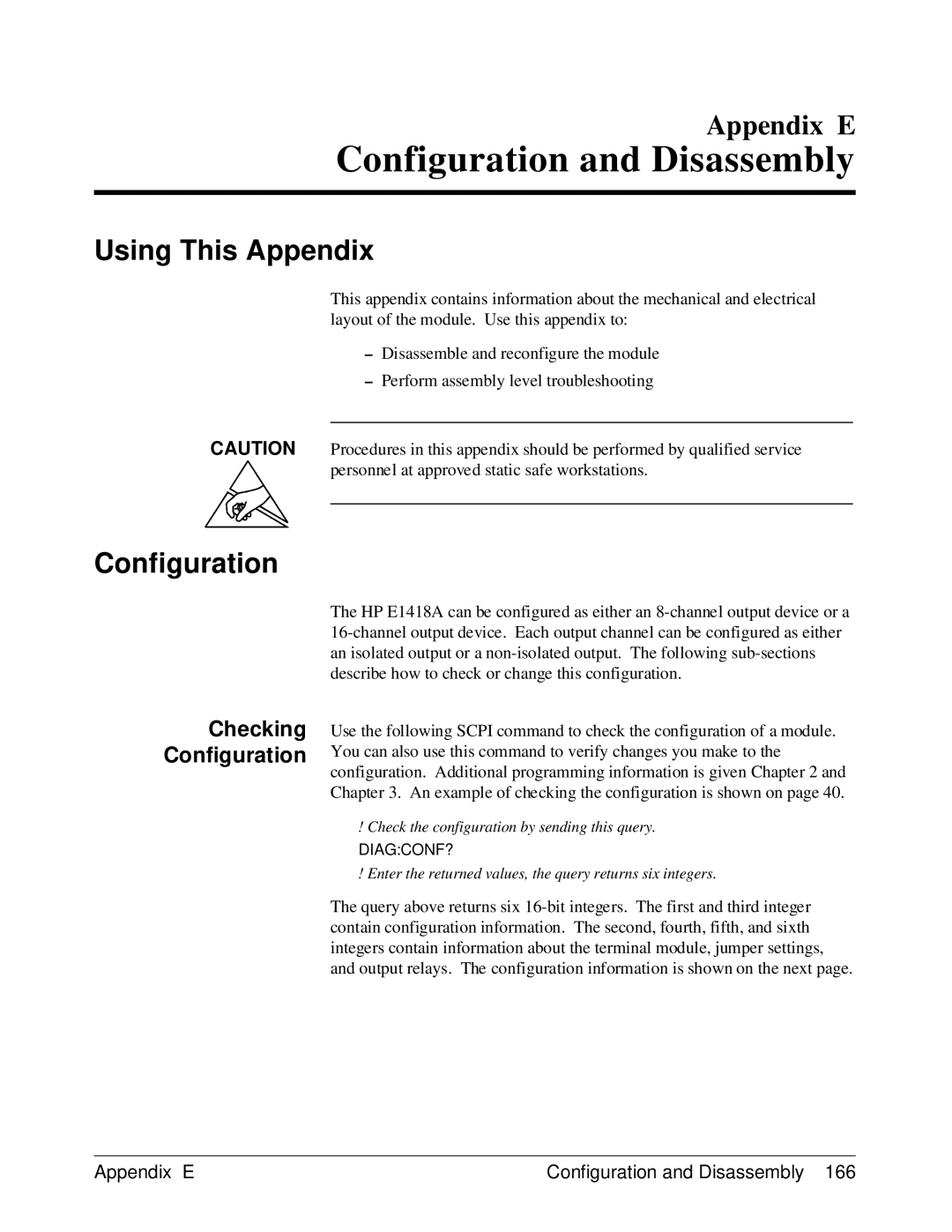 HP E1418A manual Checking Configuration 