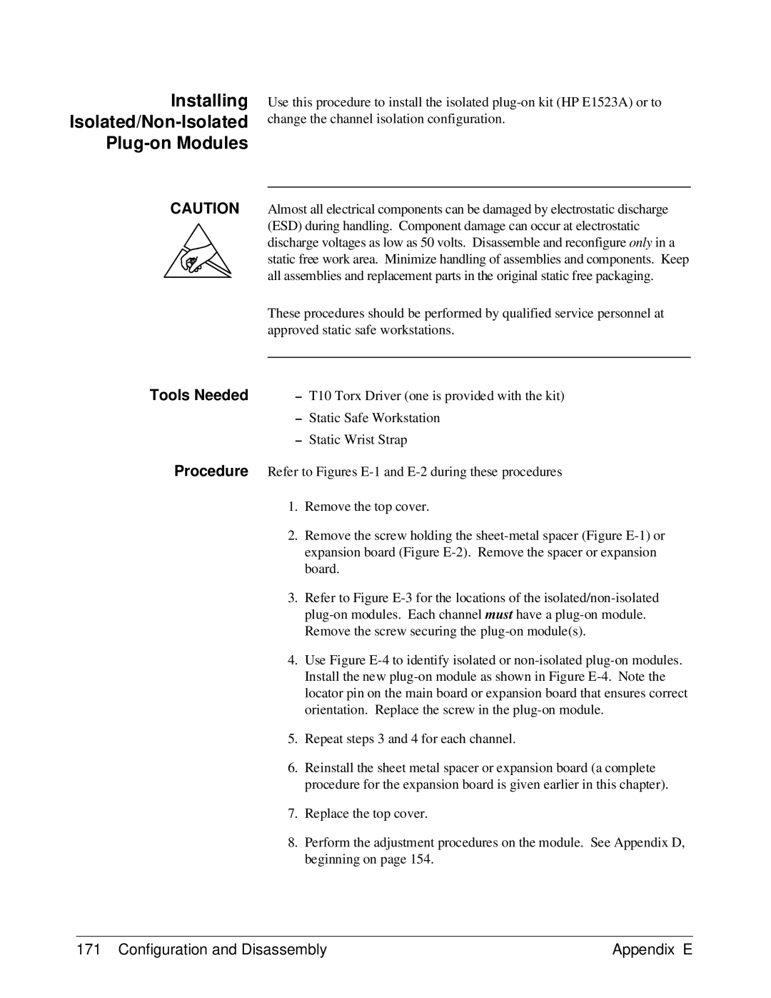 HP E1418A manual Installing Isolated/Non-Isolated Plug-on Modules 