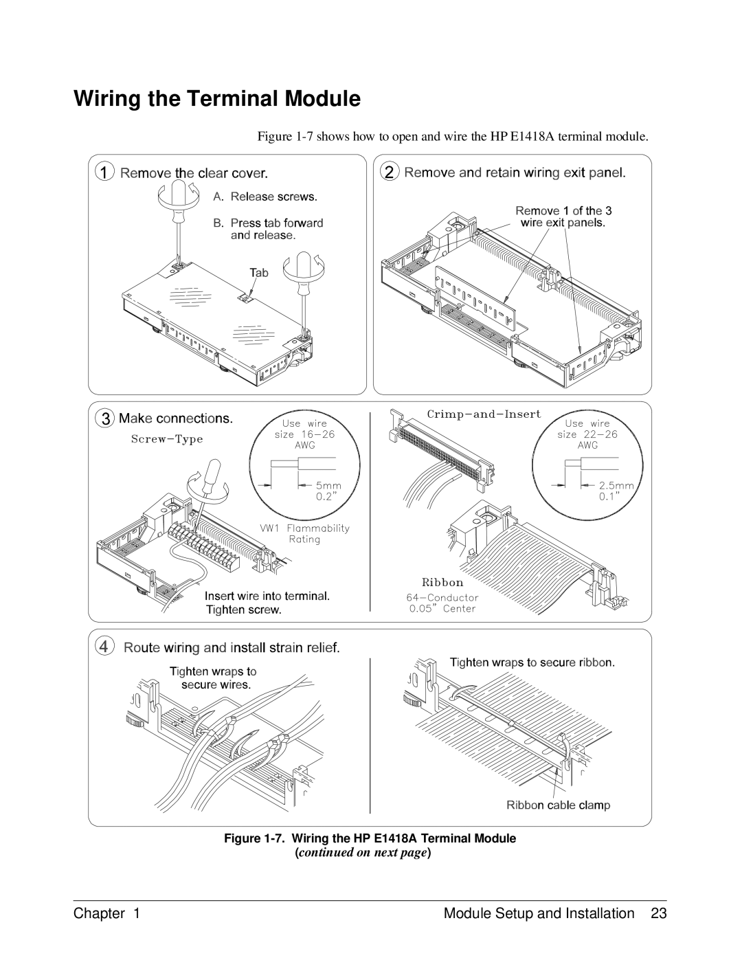 HP manual Wiring the Terminal Module, Wiring the HP E1418A Terminal Module 
