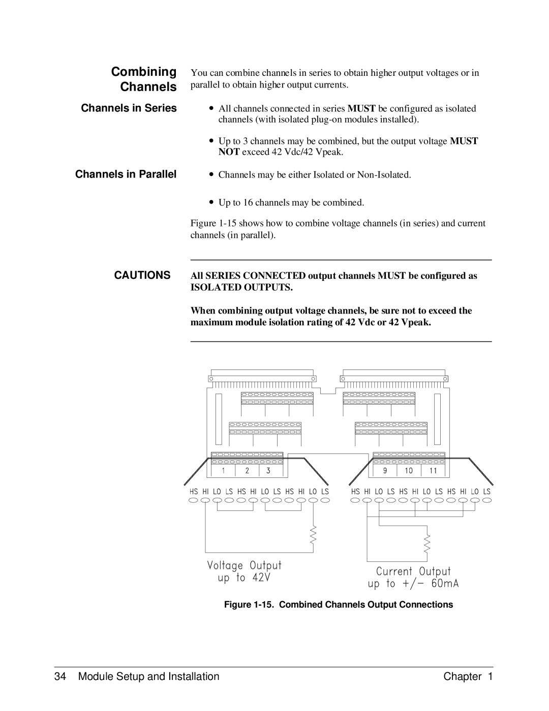 HP E1418A manual Combining, Channels 