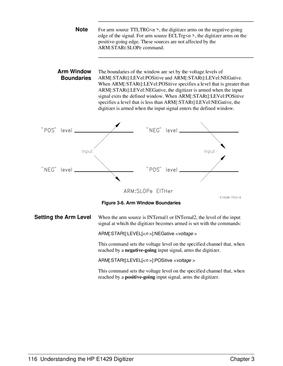 HP E1429A manual Arm Window Boundaries 