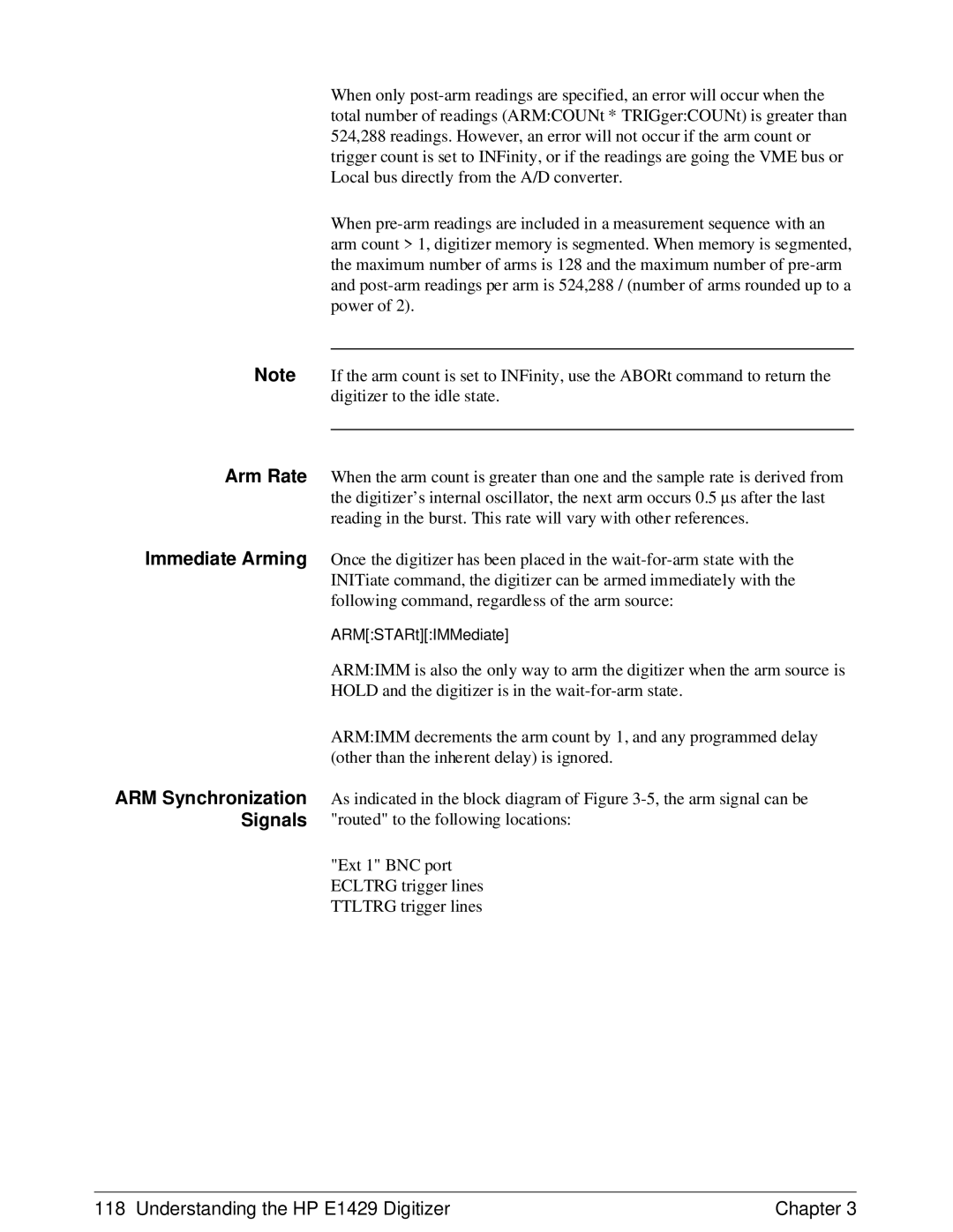 HP E1429A manual ARM Synchronization Signals 