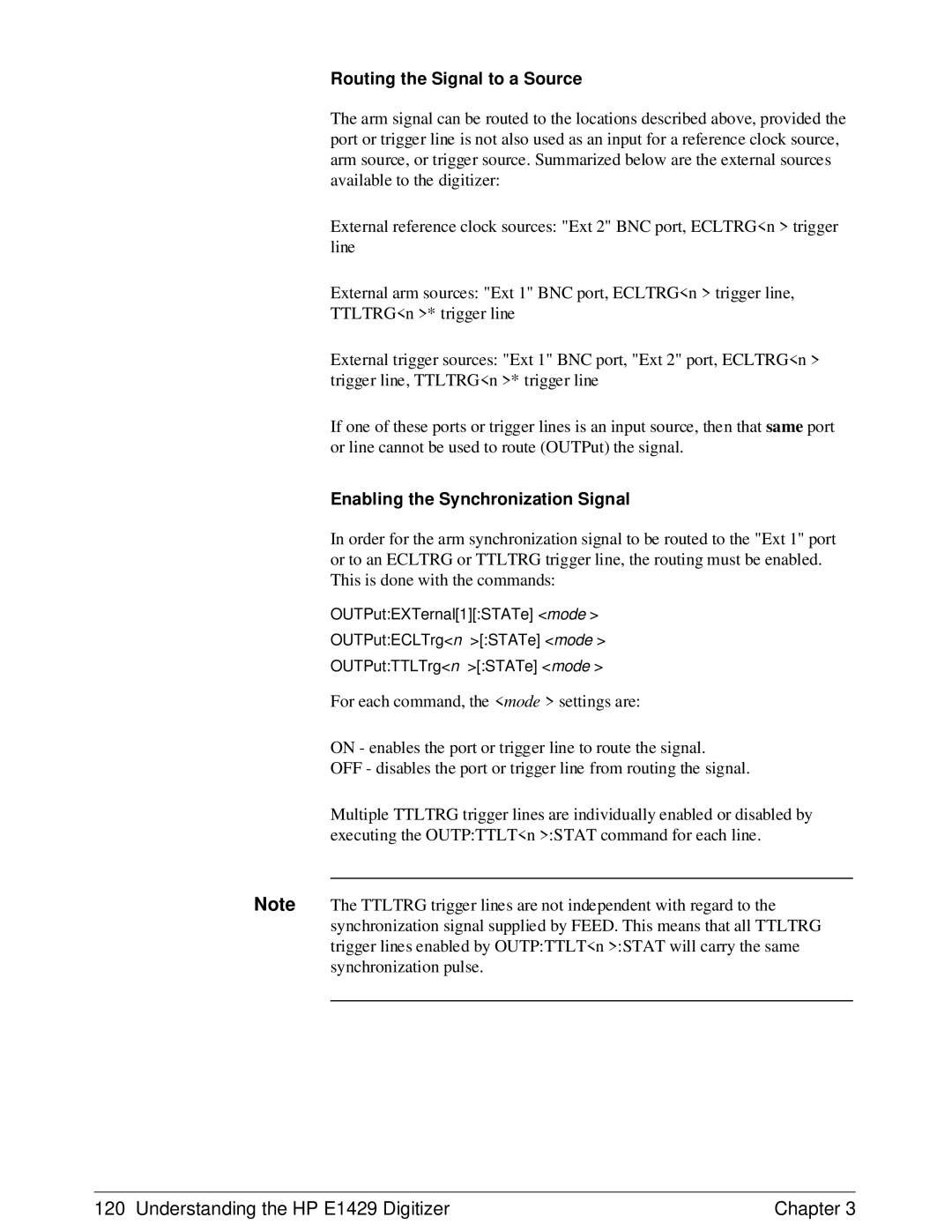 HP E1429A manual Routing the Signal to a Source, Enabling the Synchronization Signal 