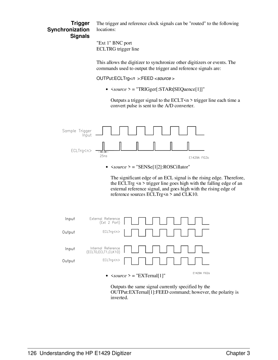 HP E1429A manual Trigger Synchronization Signals 