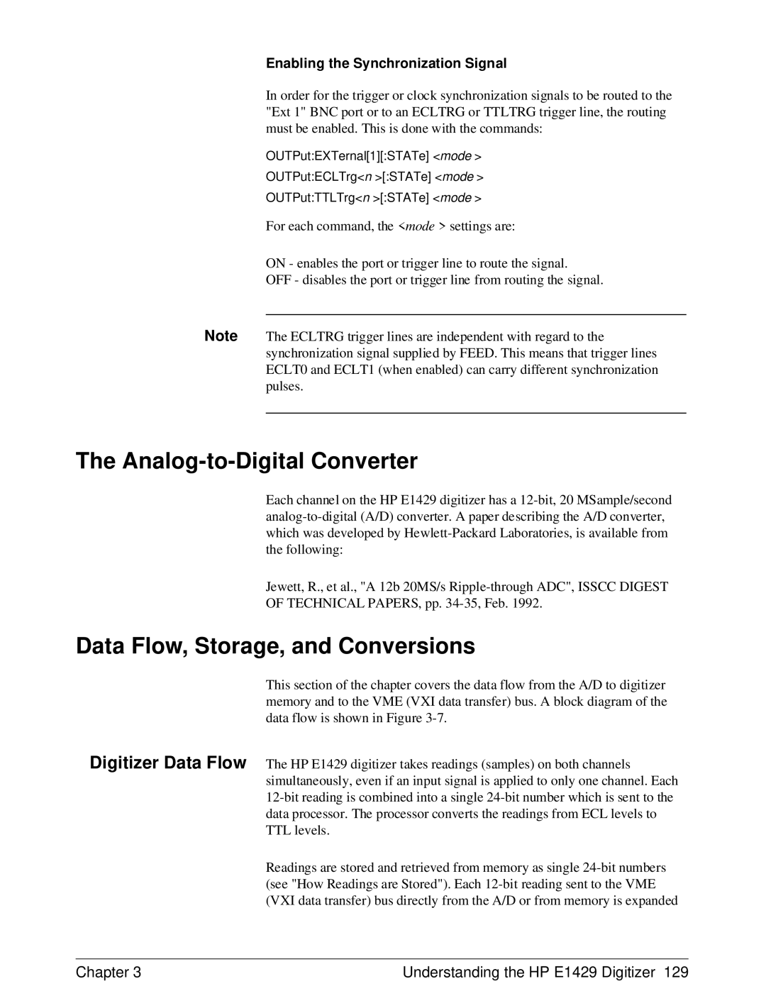 HP E1429A manual Analog-to-Digital Converter, Data Flow, Storage, and Conversions 