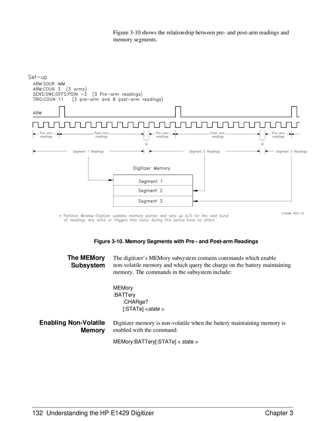 HP E1429A manual MEMory Subsystem, Memory Segments with Pre and Post-arm Readings 