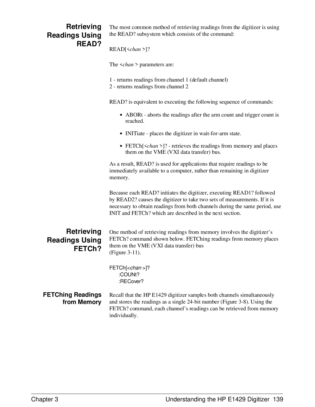 HP E1429A manual Read?, Retrieving Readings Using FETCh?, FETChing Readings from Memory 