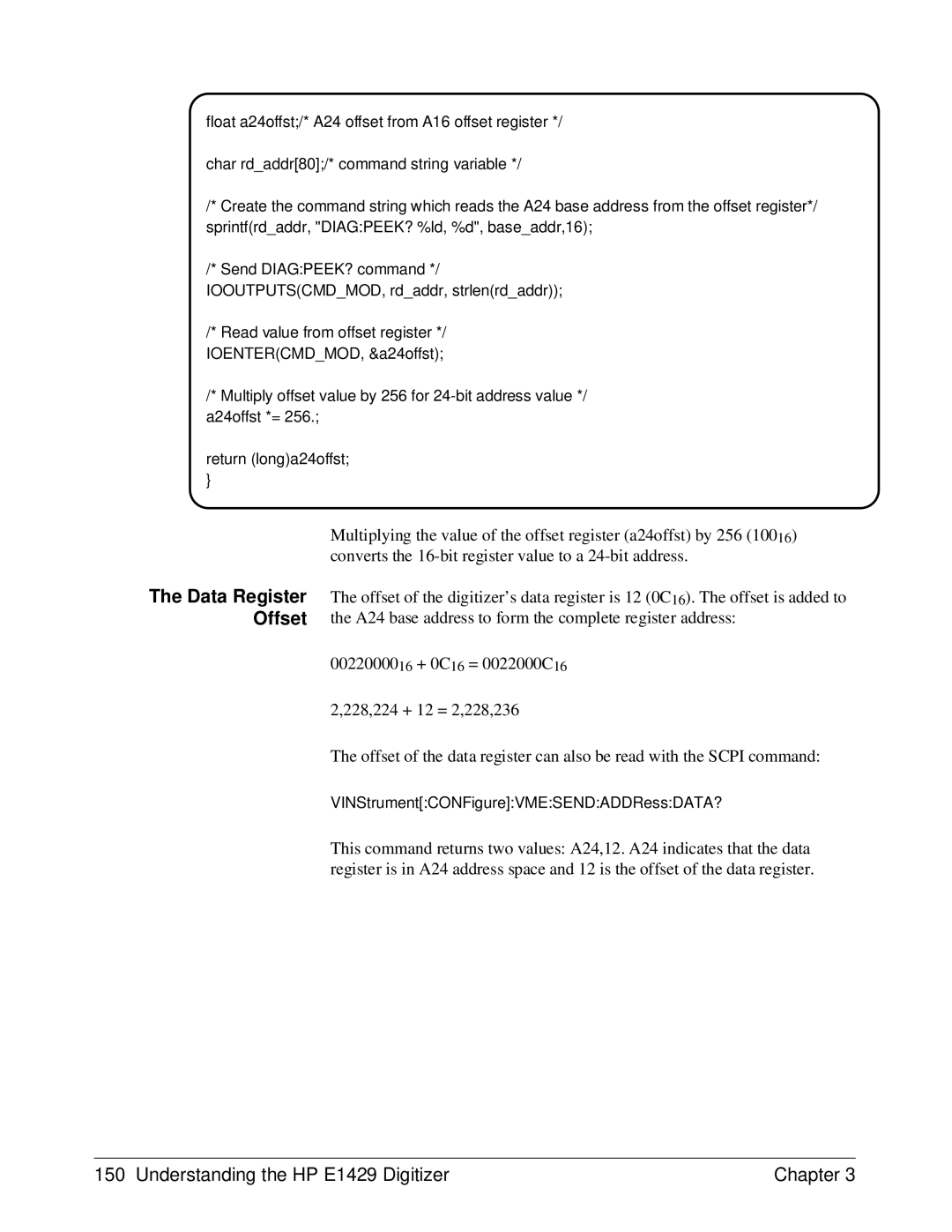 HP E1429A manual Data Register Offset 