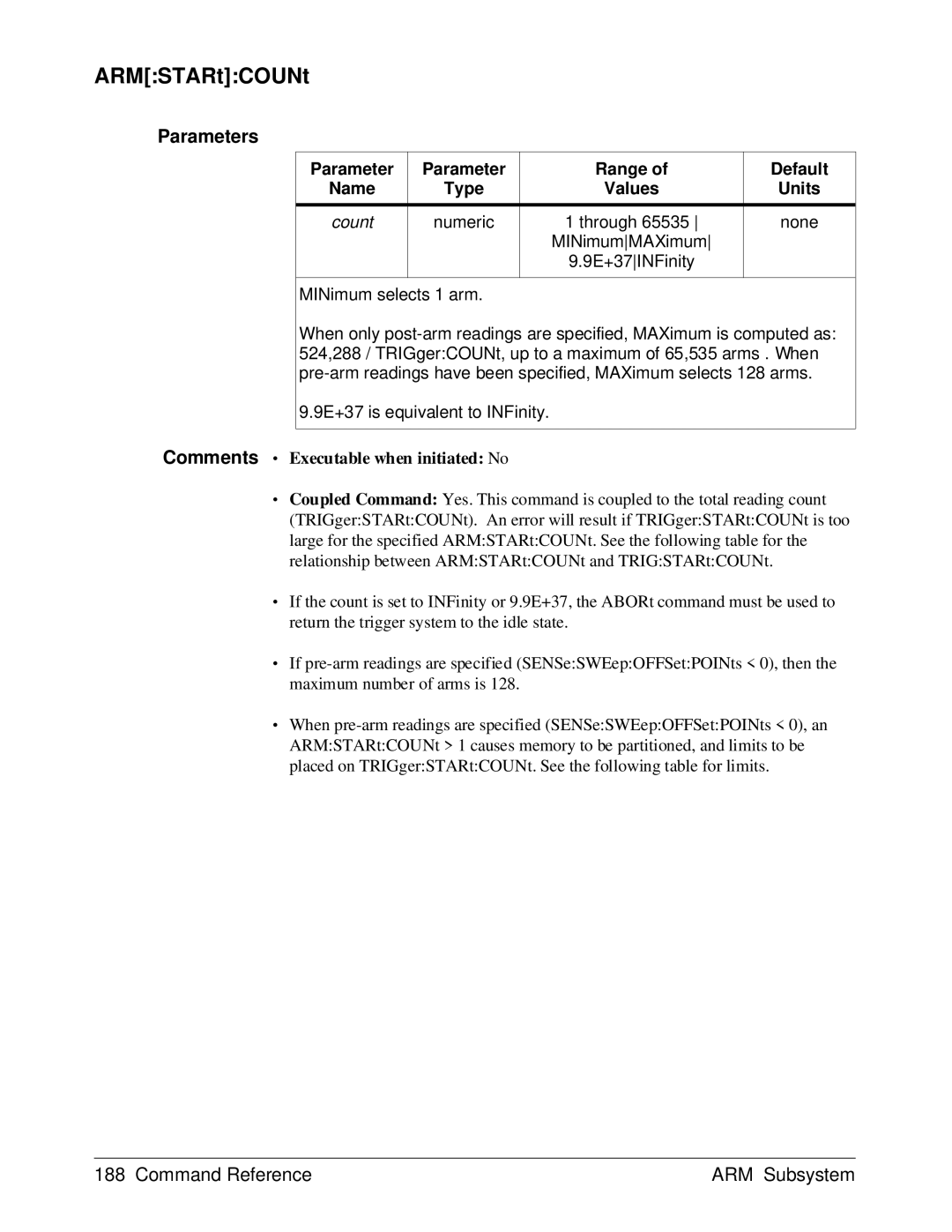 HP E1429A manual Parameters, Parameter Range Default Name Type Values 