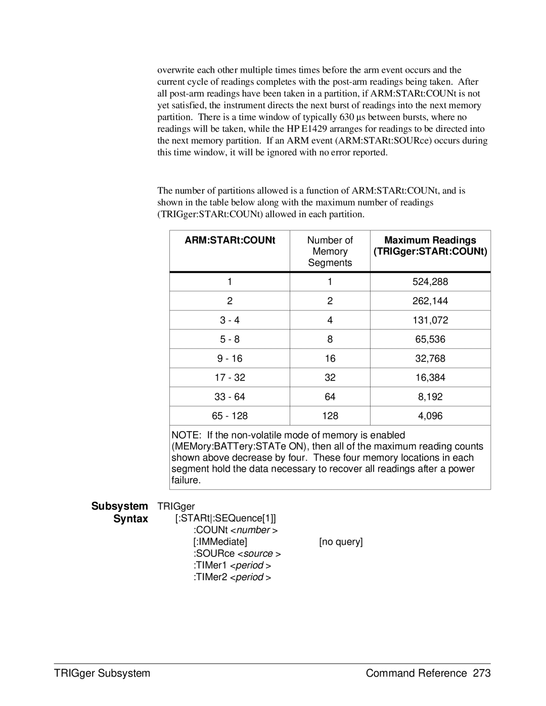 HP E1429A manual TRIGger Subsystem Command Reference 