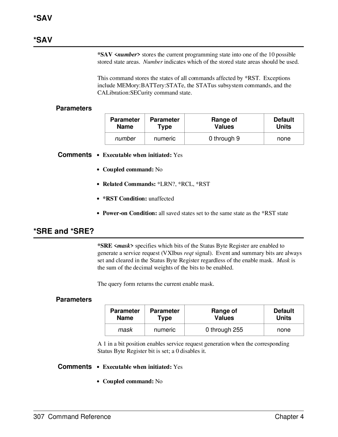 HP E1429A manual Sav, SRE and *SRE? 