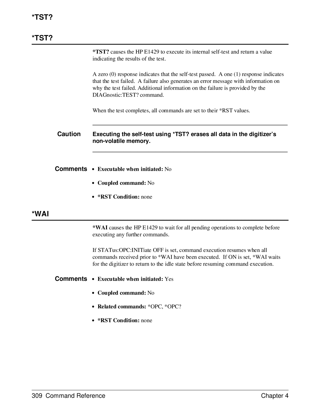 HP E1429A manual Tst?, Wai 