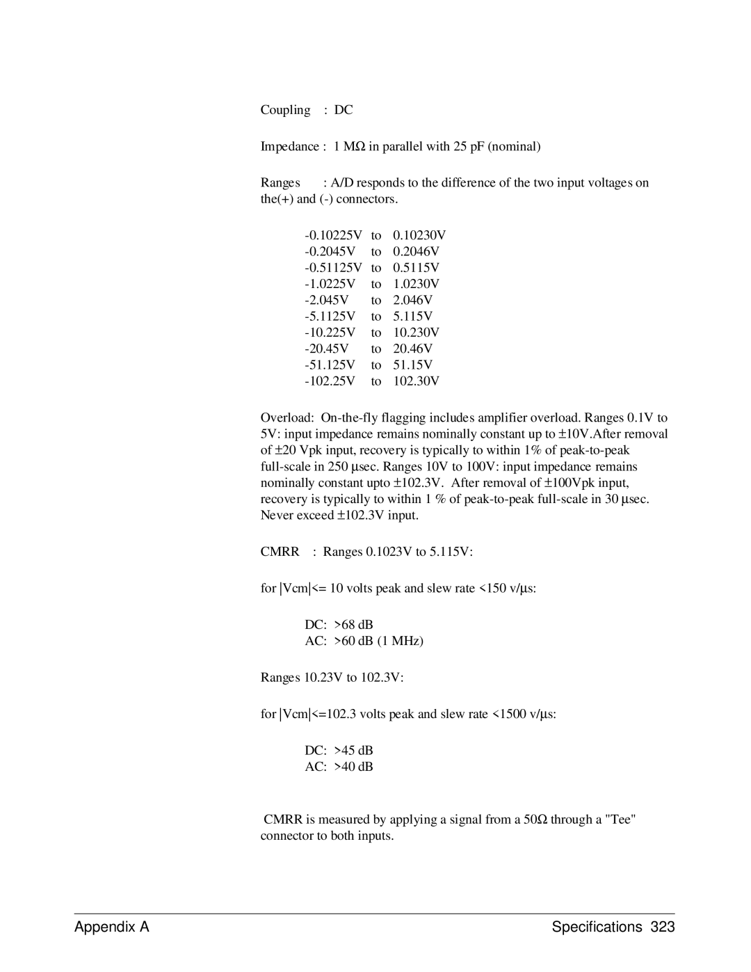 HP E1429A manual Appendix a Specifications 