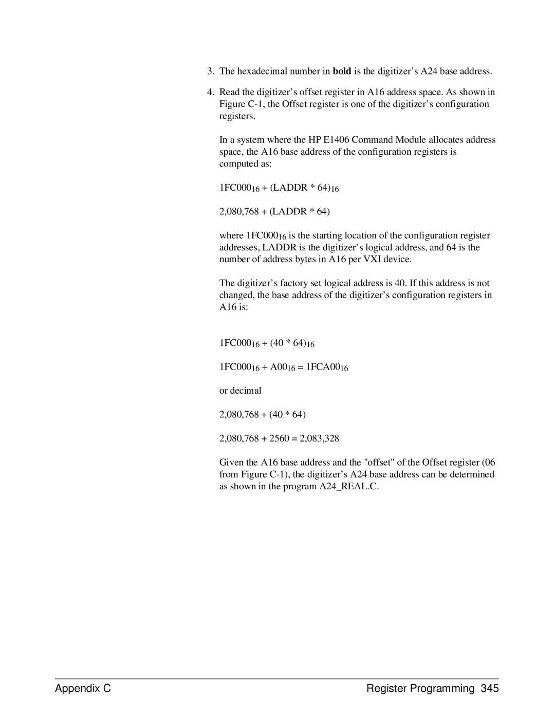 HP E1429A manual Appendix C Register Programming 