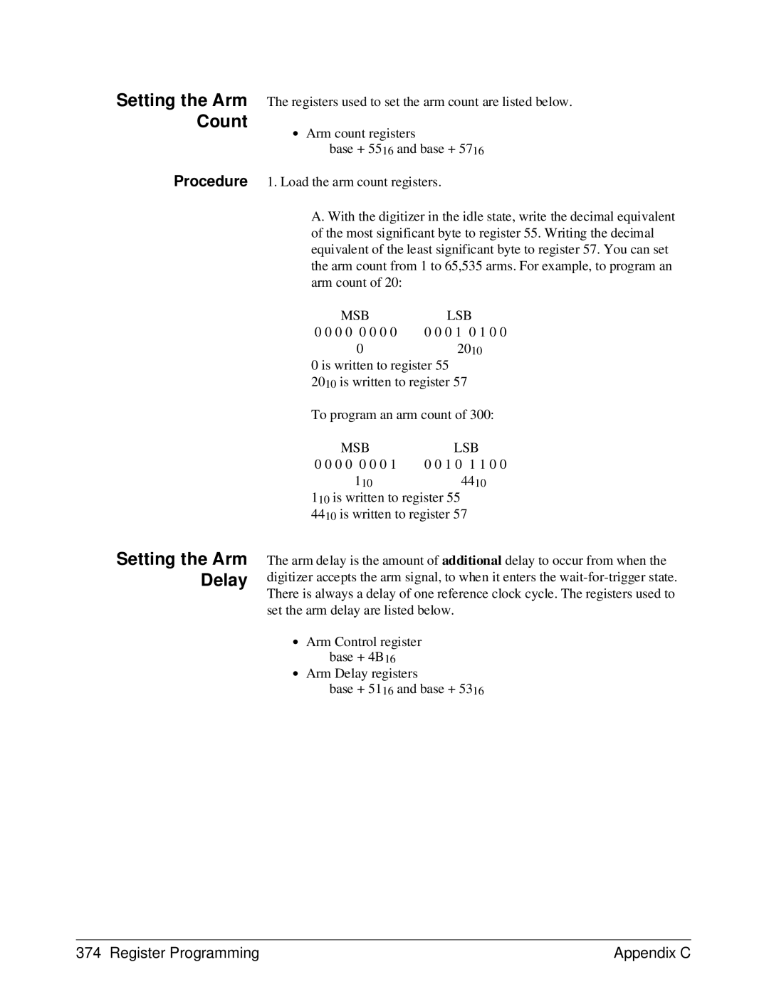 HP E1429A manual Setting the Arm Count, Setting the Arm Delay 