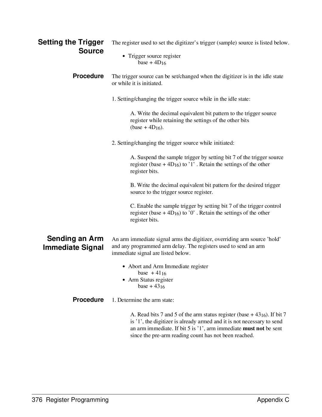 HP E1429A manual Setting the Trigger Source, Sending an Arm Immediate Signal 