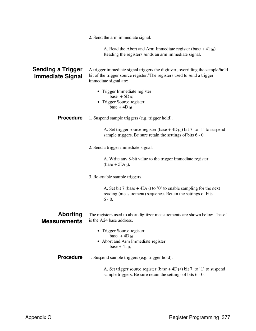 HP E1429A manual Sending a Trigger Immediate Signal, Aborting Measurements 