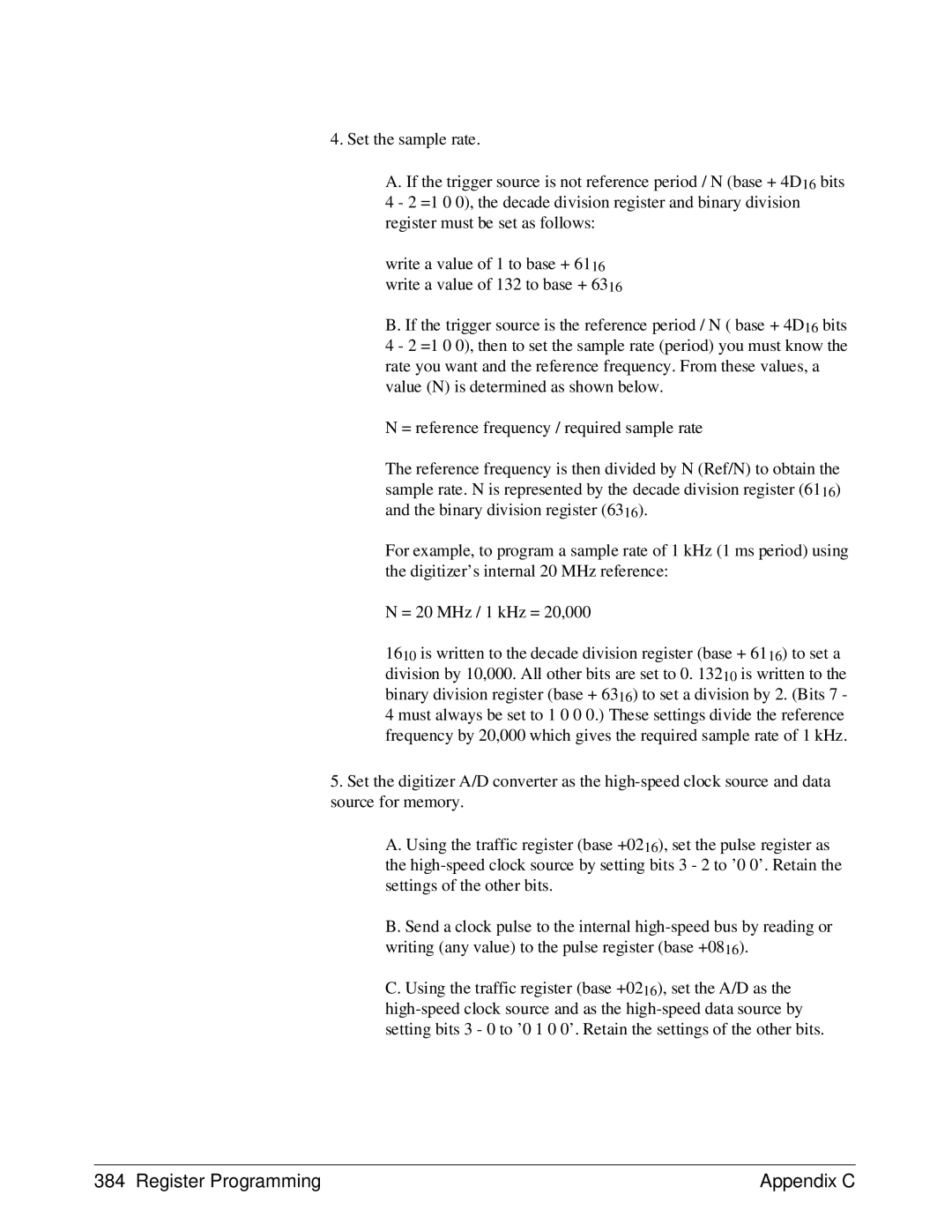 HP E1429A manual Register Programming Appendix C 