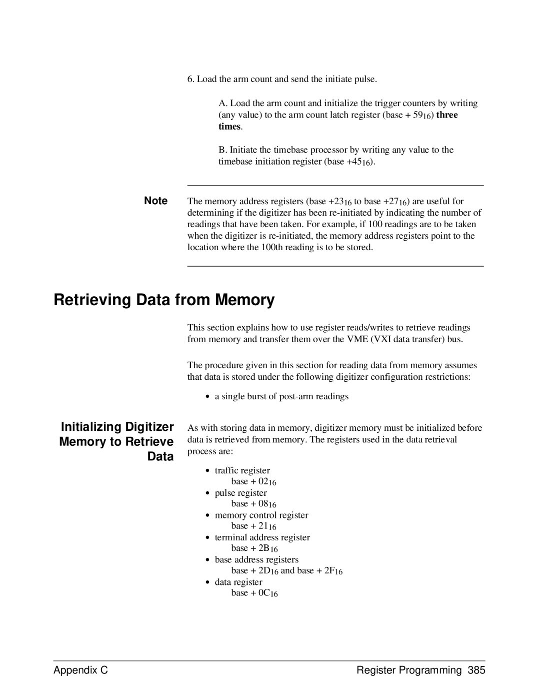 HP E1429A manual Retrieving Data from Memory, Initializing Digitizer Memory to Retrieve Data 