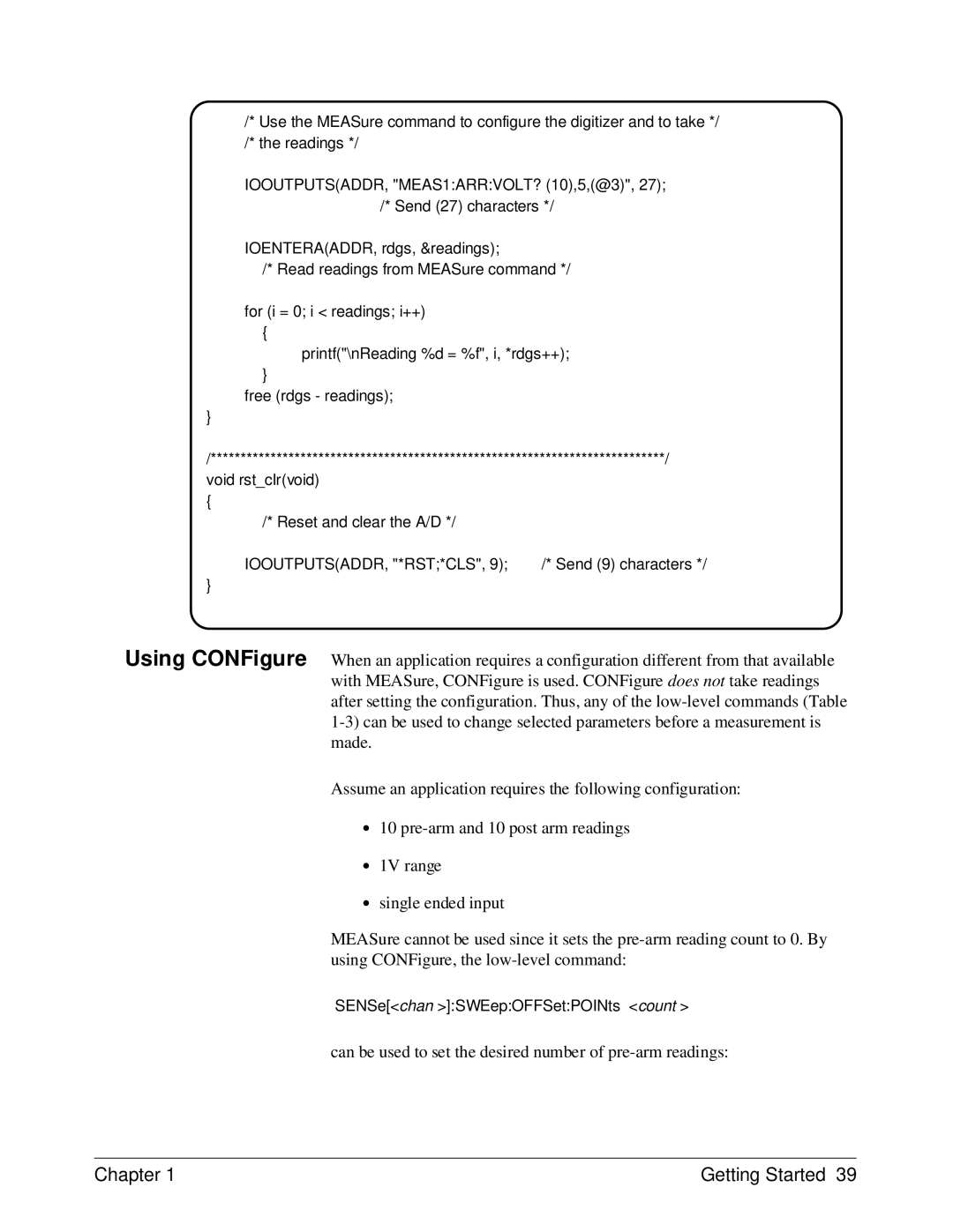 HP E1429A manual Can be used to set the desired number of pre-arm readings 