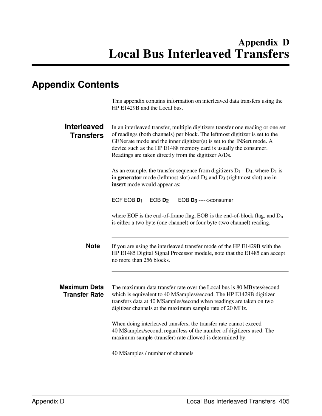 HP E1429A manual Local Bus Interleaved Transfers 