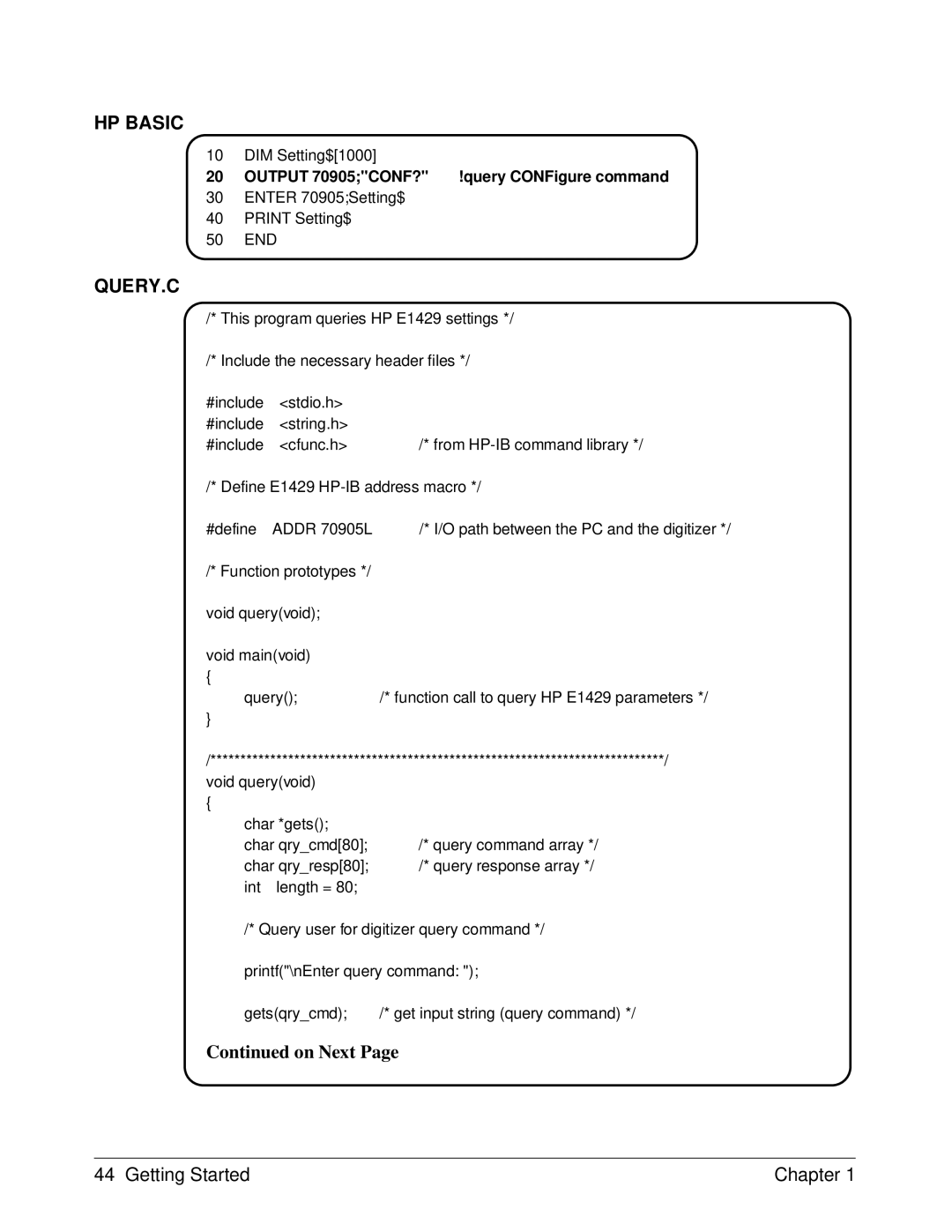 HP E1429A manual Query.C 