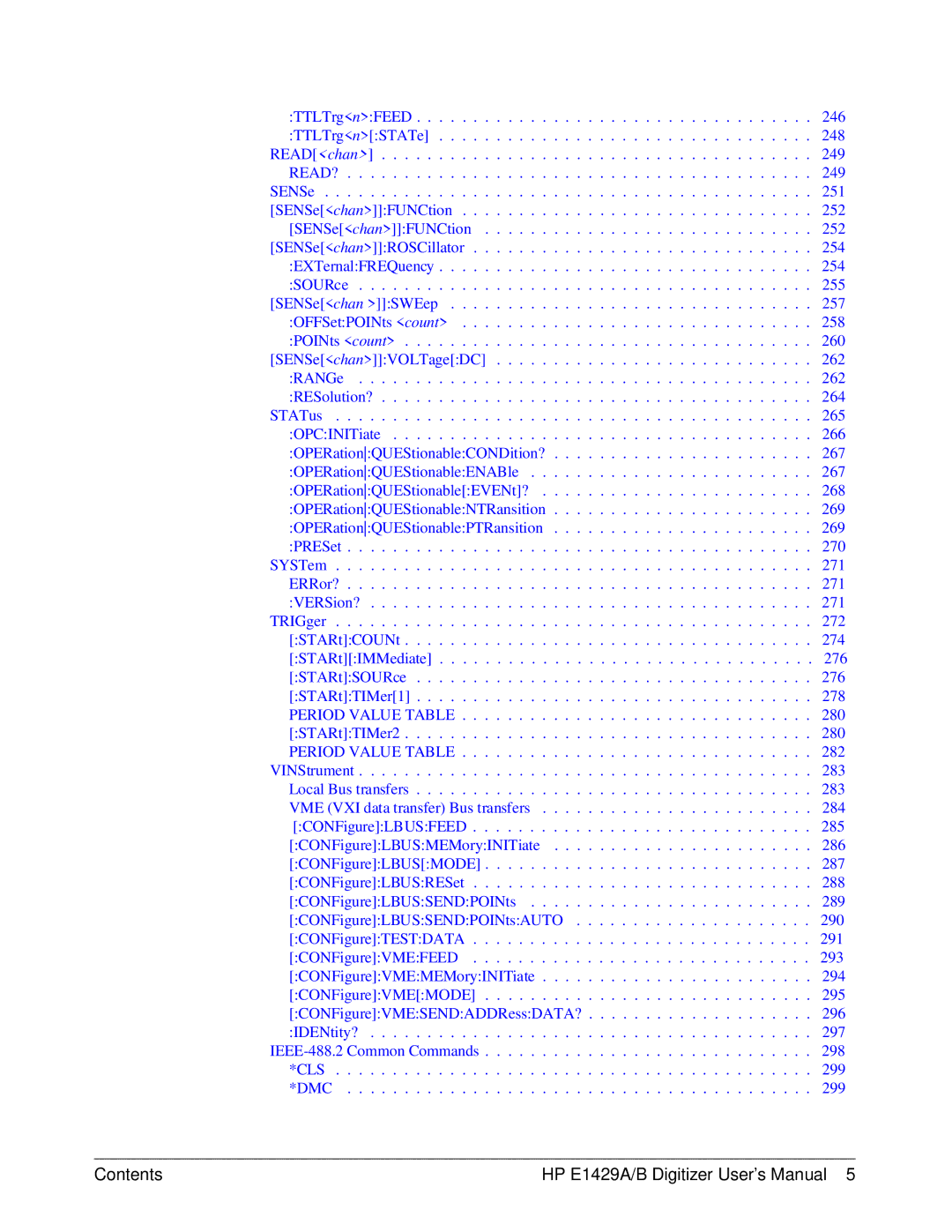 HP E1429A manual Period Value Table 