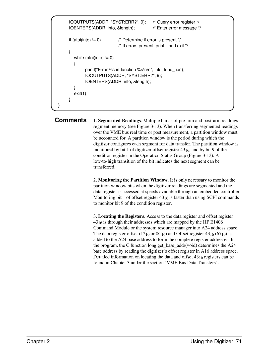 HP E1429A manual Iooutputsaddr, Systerr? 