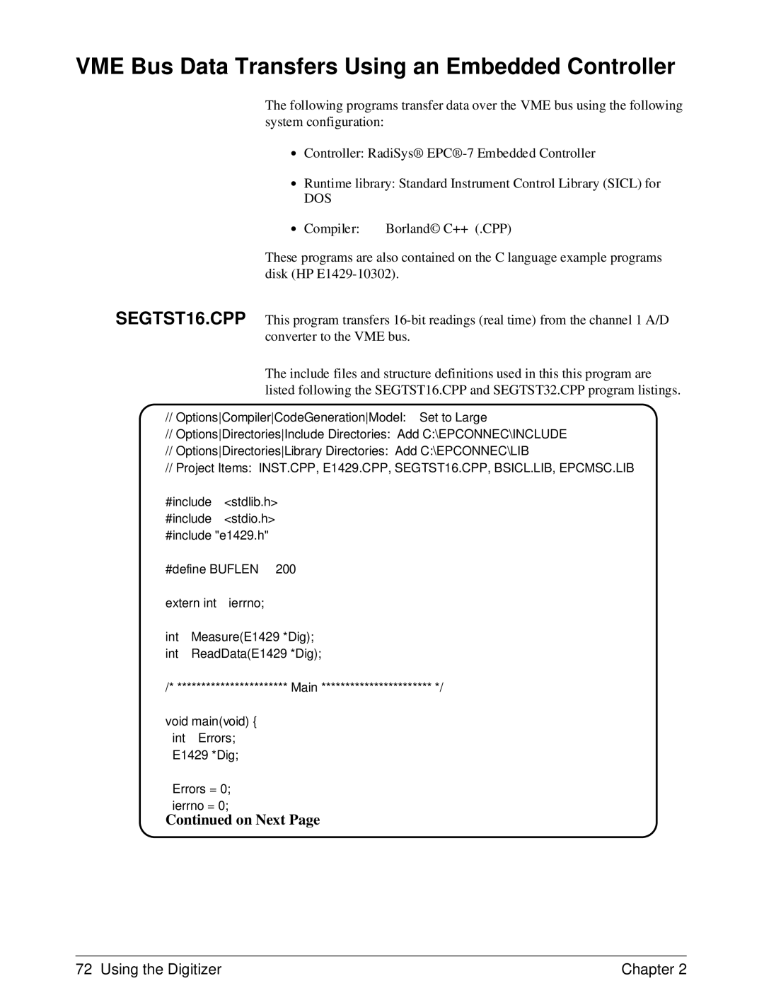 HP E1429A manual VME Bus Data Transfers Using an Embedded Controller, Dos 