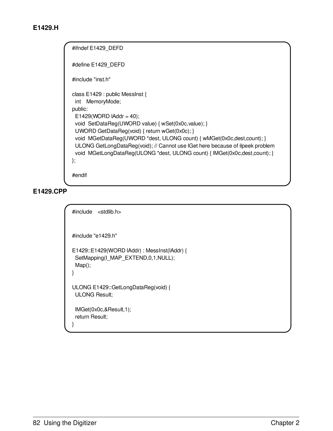 HP E1429A manual E1429.H, E1429.CPP 