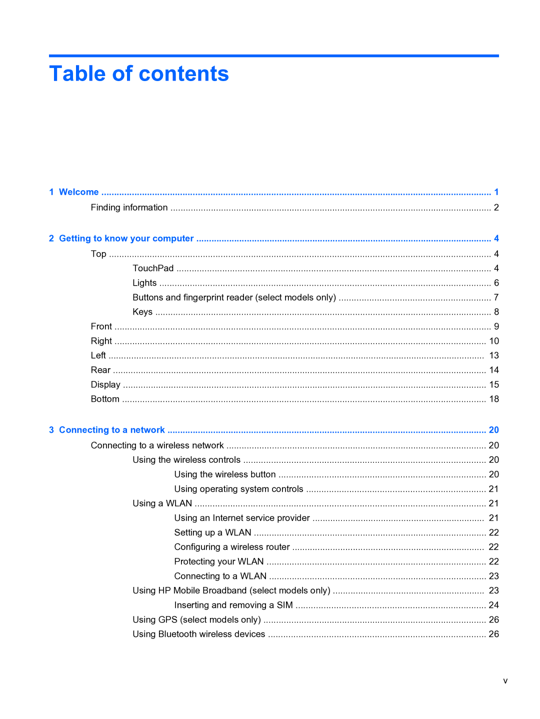 HP E1Y40U8 manual Table of contents 