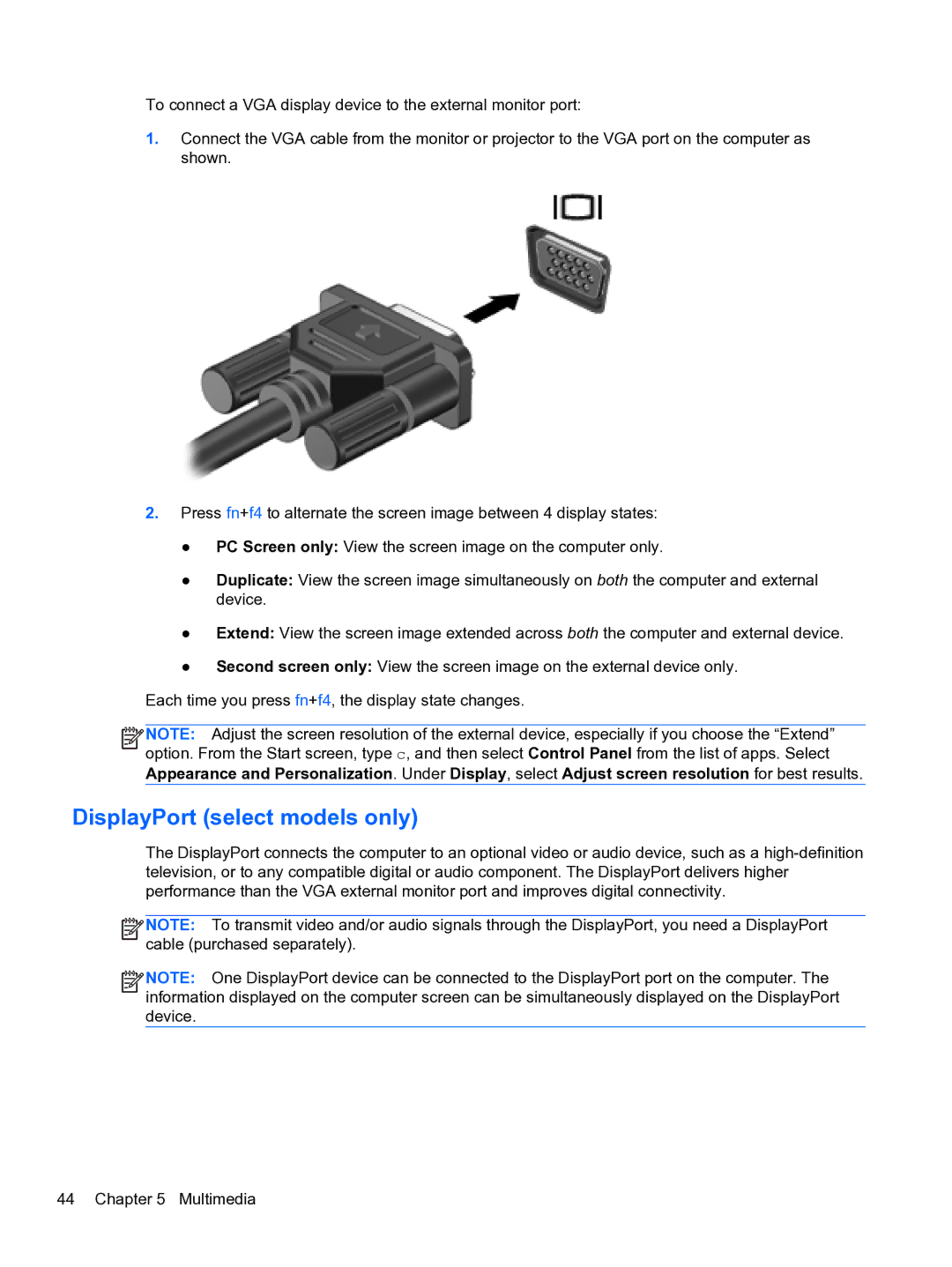 HP E1Y40U8 manual DisplayPort select models only 