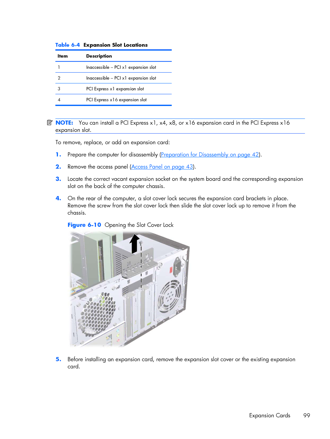 HP E1Y97UT 11.6' E1Y97UT#ABA manual 4Expansion Slot Locations, Description 